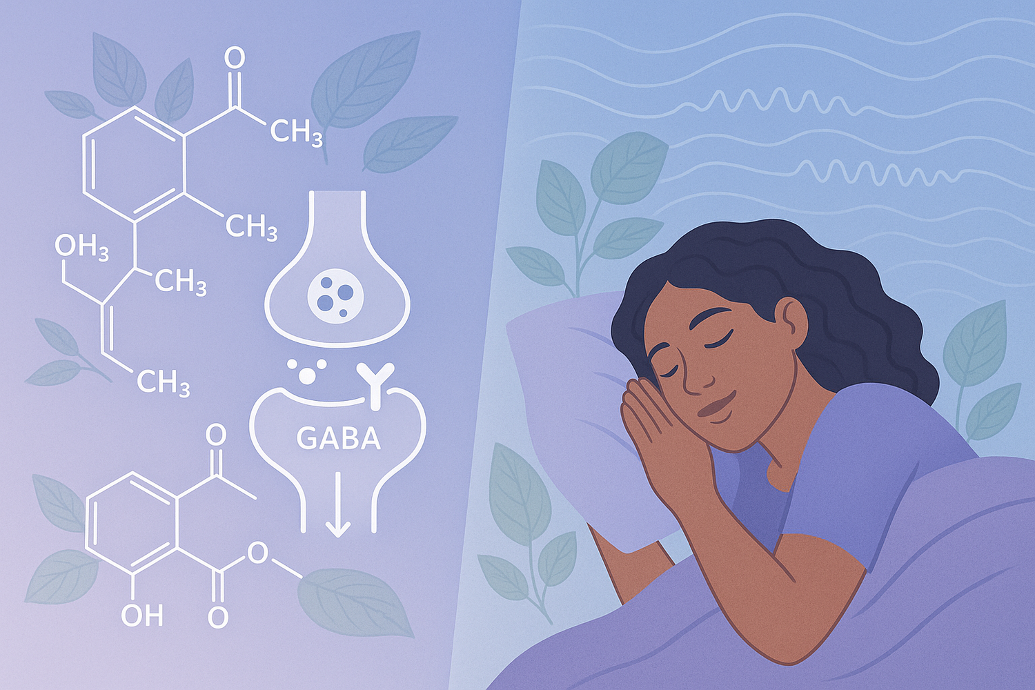 A cup of kava tea with kava roots and leaves on a wooden surface, accompanied by subtle sleep-related icons, representing kava’s sedative effects and its role in promoting restful sleep.