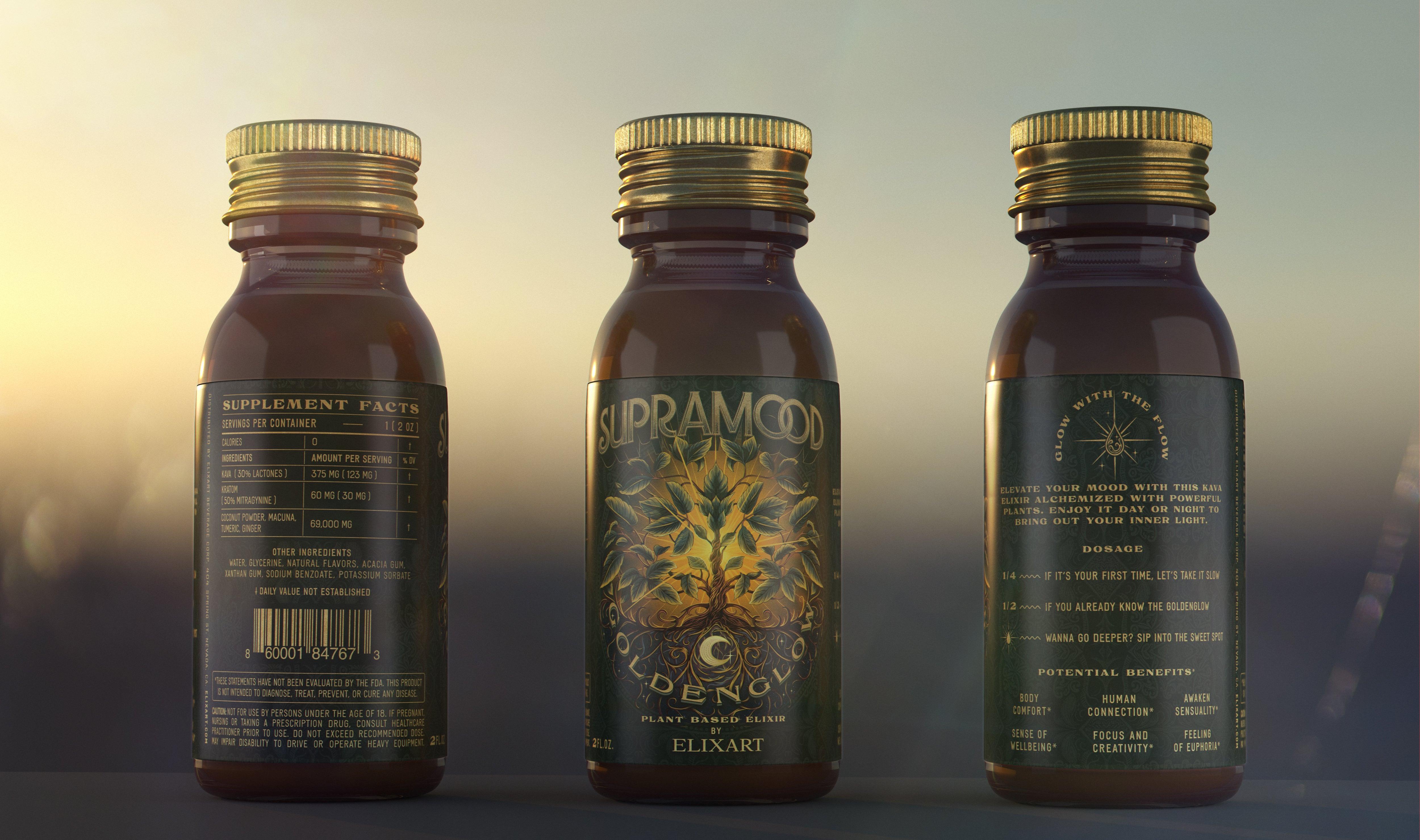 Supramood Goldenglow Elixir Kava Kratom Herbal Drink